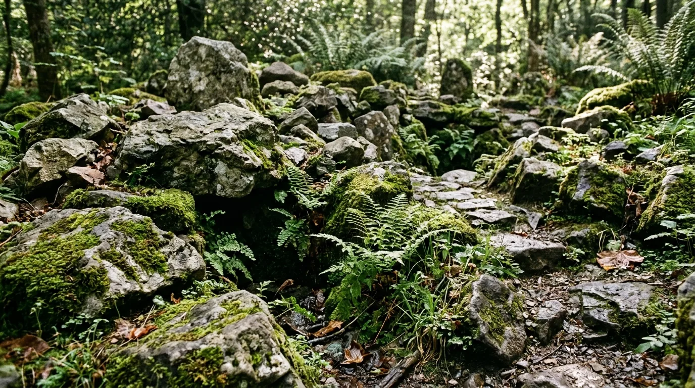 Natural Rock Garden With Moss